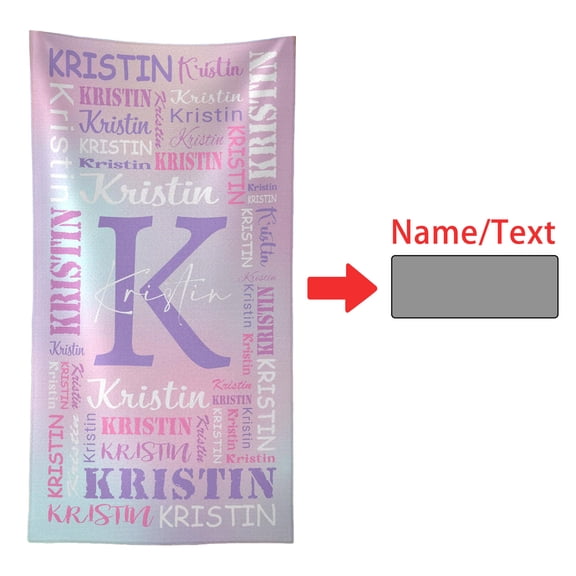 Custom Name Beach Towel Personalized Monogram Microfiber Towel Sand Resistant Absorbent Pool Bath Towel For Travel Swimming Camping(Light Purple-80×160Cm)