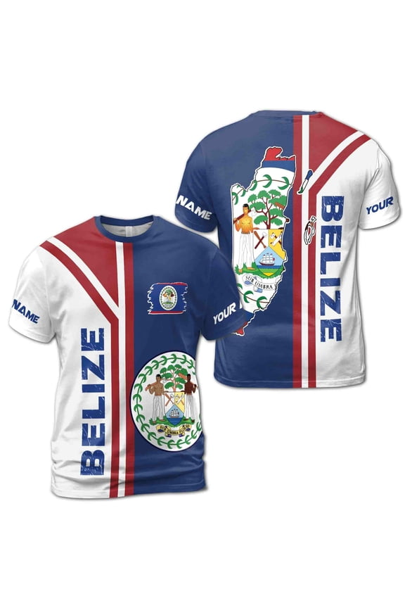 Custom Name Belize Coat Of Arms Men's T-shirt S-5XL