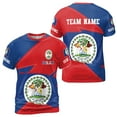 thumbnail image 1 of Custom Name Belize Flag Coat Of Arms Patriotic Blue Red T-shirt S-5XL, 1 of 4