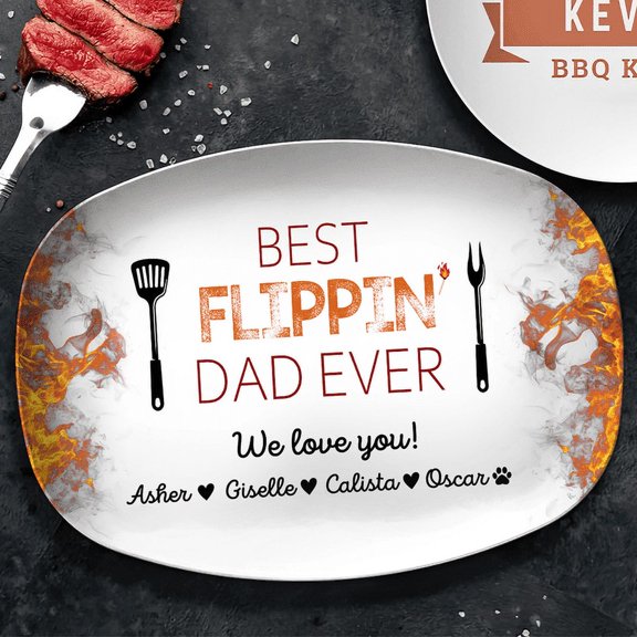 Custom Name Best Flippin Dad Ever Personalized Gift Platter