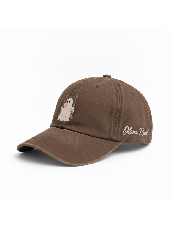 Custom Name Bubblegum Ghost Embroidered Hat, Personalized Spooky Season Baseball Cap, Cute Halloween Dad Hat, Retro Fall Gift for Her