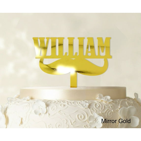 "Custom Name Cake Topper Personalized Mirror Cake Topper Color Option Available 5""-7"" Inches Wide"