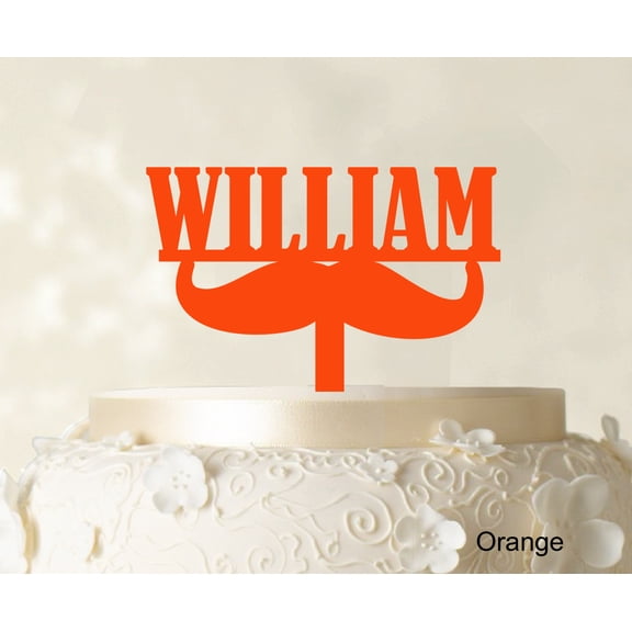 "Custom Name Cake Topper Personalized Orange Cake Topper Color Option Available 5""-7"" Inches Wide"