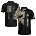 thumbnail image 1 of Custom Name Camo Skull Golf Camouflage American Golf Men's Polo Shirt S-5XL, 1 of 5