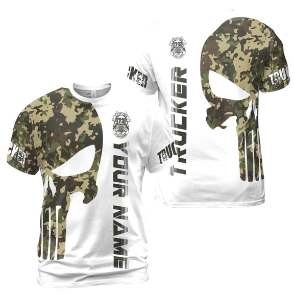 Custom Name Camo Skull Trucker If It's Ain't Turn It Ain't Earnin Men's T-shirt