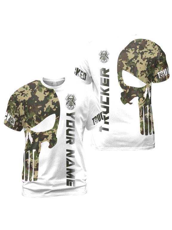 Custom Name Camo Skull Trucker If It's Ain't Turn It Ain't Earnin Men's T-shirt
