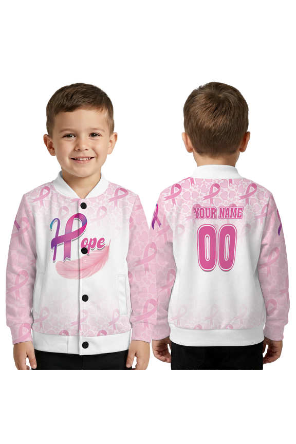 Custom Name Cancer Survivor Support Baseball Jacket, Hope Ribbon Baseball Jacket, Cancer Awareness Jacket