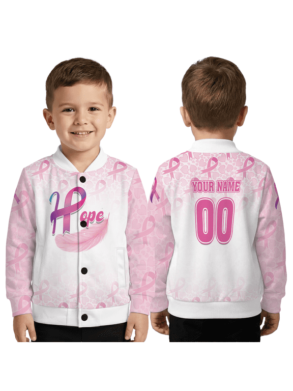Custom Name Cancer Survivor Support Jacket, Hope Ribbon Baseball Jacket, Cancer Awareness Coat