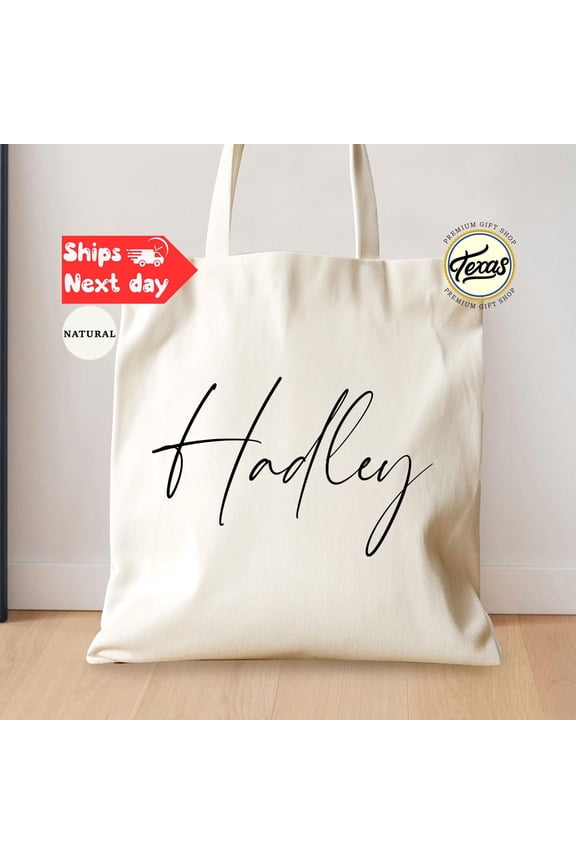 Custom Name Canvas Tote Bag, Bridesmaid Gift
