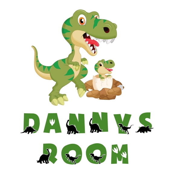 Custom Name Cartoon Jurrasic Wall Art DecorWall Decal Decoration Joyful Cartoon Cartoon Animals Decorating Ideas for Child's Bedroom Size: 9 In(W) x 10 In(H)