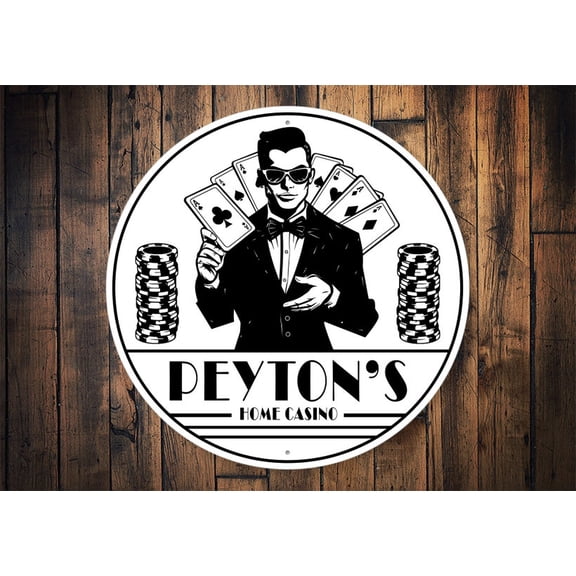 Custom Name Casino Sign Custom Casino Gift Pro Poker Player Gift Poker Table Decor Poker Game Room Custom Casino Decor - Metal SignSize: 12 x 12 inch