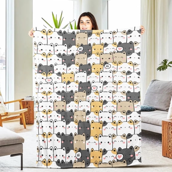Custom Name Cat Blanket – Personalized Cozy Fleece Throw, Cat Lover Gift