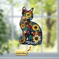 thumbnail image 1 of Custom Name Cat Window Hanging with Sunflower Pattern, Acrylic Stained Glass Style Decoration for Cat Lovers, Personalized Gift, 1 of 4