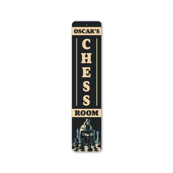 Custom Name Chess Room Gameroom Aluminum Metal Decor Sign - 4x18 inches