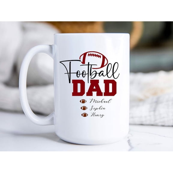 Custom Name Coffee Mug, Dad American Football Mug, Personalized Football Mug, Ceramic Mug, Football Lover Mug, Great Gift Idea for Dad, Ceramic Mug 11Oz