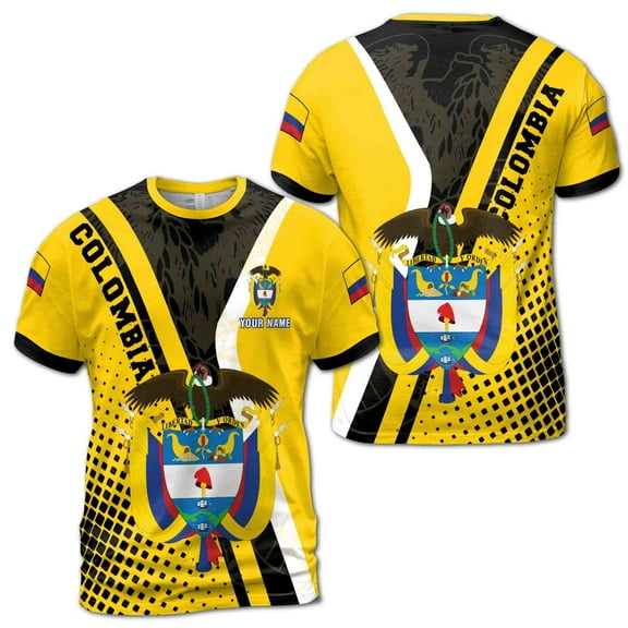 Custom Name Colombia Flag with National Symbol Unisex T-Shirt S-5XL