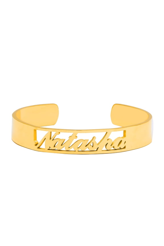 Custom Name Cuff Bracelet Bangle Stainless Steel Personalized Name Bracelet 18K Gold Plated Name Cuff Bangle Customized Jewelry Gifts for Women