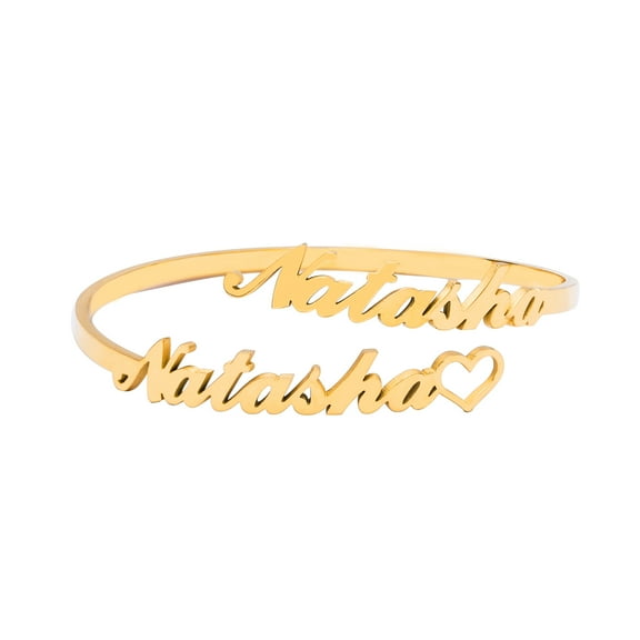 Custom Name Cuff Bracelet Bangle Stainless Steel Personalized Name Bracelet 18K Gold Plated Name Cuff Bangle Customized Jewelry Gifts for Women