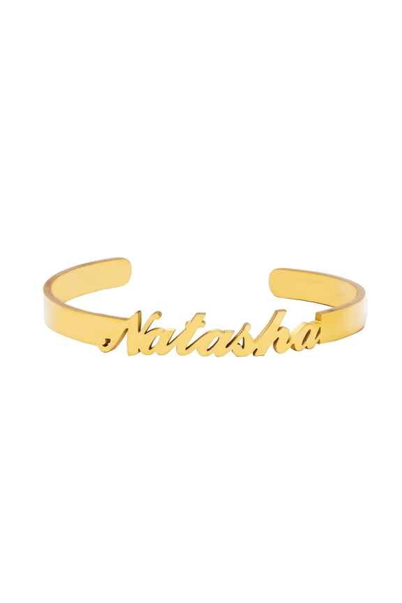 Custom Name Cuff Bracelet Bangle Stainless Steel Personalized Name Bracelet 18K Gold Plated Name Cuff Bangle Customized Jewelry Gifts for Women