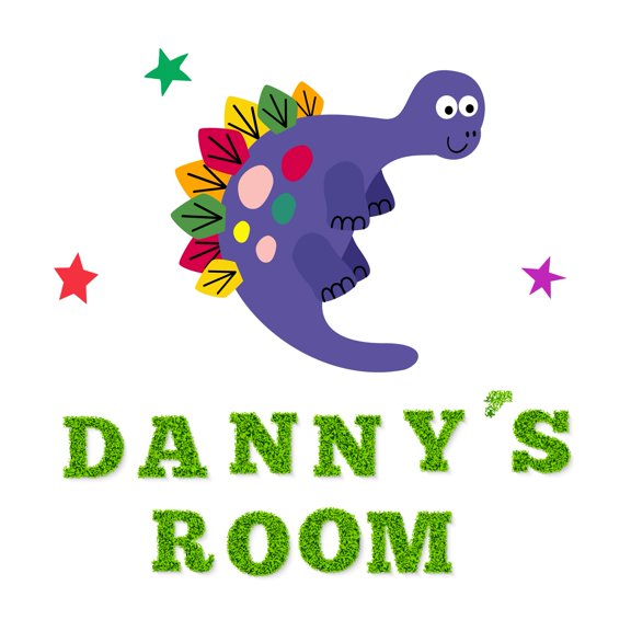 Custom Name Cute Colorful Cartoon DinosaurWall Decal Decoration Cute Cartoon Cartoon Animal Decorating Ideas for Child's Bedroom Size: 40 In(W) x 40 In(H)