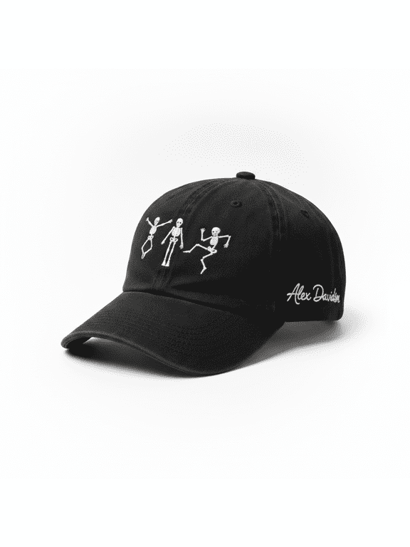 Custom Name Dancing Skeleton Embroidered Hat, Personalized Spooky Season Baseball Cap, Funny Halloween Dad Hat, Fall Gift for Him