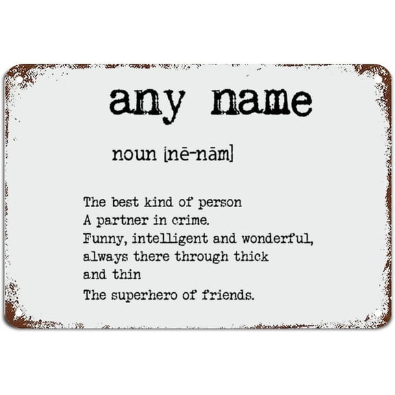 Custom Name Definition Vintage Metal Tin Sign Typography Wall Art Rustic Home Decor for Man Cave Garden Bar Cafe Gate 8x12 Inch