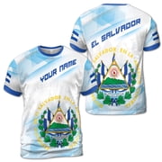 Custom Name El Salvador Flag with Unique Patriotic Unisex T-Shirt S-5XL