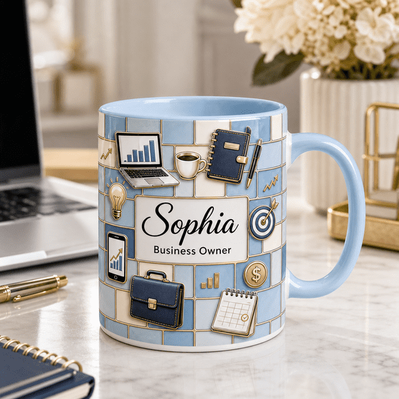 Custom Name Entrepreneur 3D Effect Mug, Personalized Business Owner Gift Mug