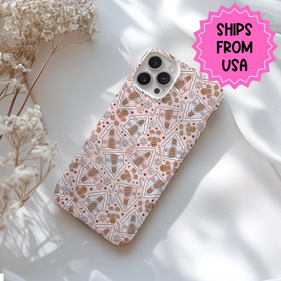 Custom Name Festive Cookie Case for iPhone Samsung Pink Xmas