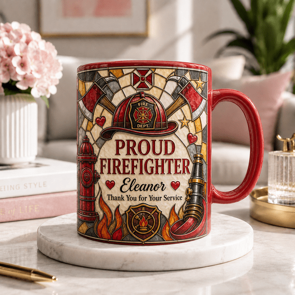 Custom Name Firefighter Mug 3D Effect Personalized Appreciation Gift