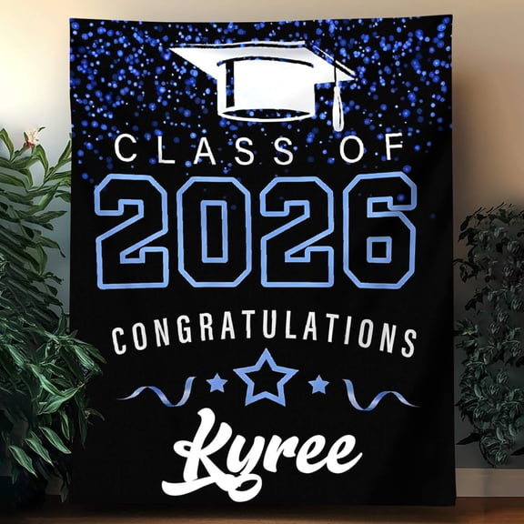 Custom Name Flannel Blanket, Personalized Text Custom Throw Blanket, 2026 Graduation Season Commemorative Blanket, Soft Cozy Multi-Color Blanket, Creative Graduation Gift for Friends & Classmates