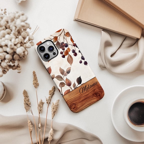 Tough 2 Layer Shockproof Protective Case Compatible with iPhone 17, Custom Name Floral Personalized Gift Design