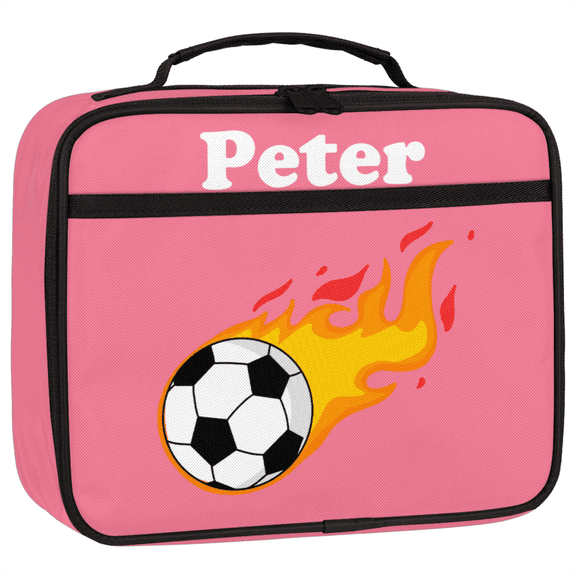 Custom Name Football Lunch Bag, Personalized Insulated Lunch Tote with Name, Sports Practice Meal Prep Bag for Men Women (Pink)
