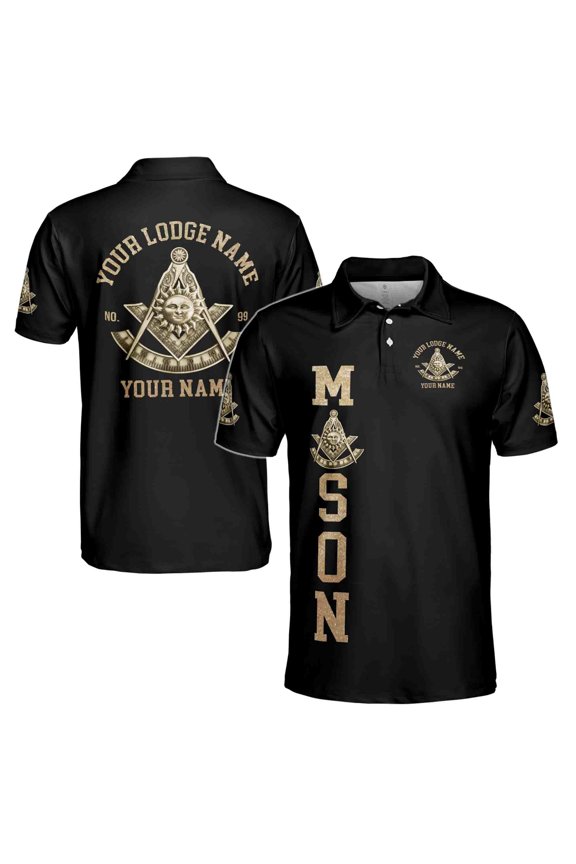 Custom Name Freemasonry Past Master Mason Men's Polo S-5XL