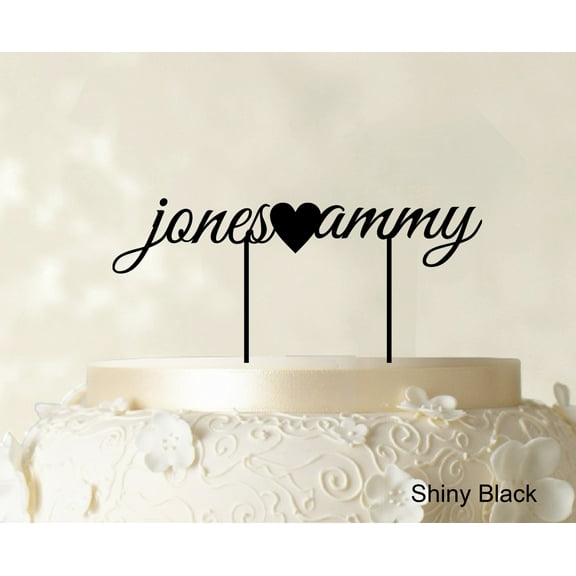 "Custom Name Glitter Cake Topper Personalized Wedding Cake Toppers Color Option Available 5""-7"" Inches Wide"