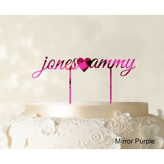 "Custom Name Glitter Cake Topper Personalized Wedding Cake Toppers Color Option Available 5""-7"" Inches Wide"