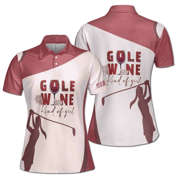 Custom Name Gold Wine Kind Of Girl Golf Women's Polo Shirt S-5XL