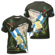 Custom Name Guatemala Flag and Parrot Design T-Shirt Olive Green Color, Unisex T-Shirt S-5XL