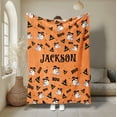 thumbnail image 1 of Custom Name Halloween Ghost Blanket, Halloween, Spooky Decor, Back To School, 1 of 4