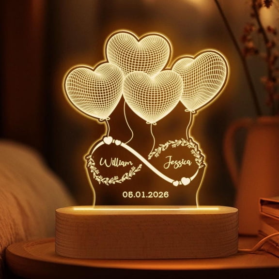 Custom Name Heart LED Night Light Personalized Acrylic Table Lamp Romantic Valentine Day Gift For Girlfriend