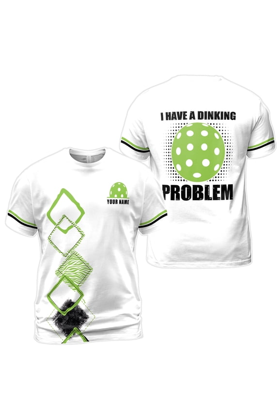Custom Name I Having A Drinking Problem Argyle Pickleball Men's T-Shirt S-5XL