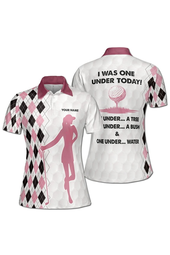 Custom Name I Was One Under Funny Golf Women's Polo Shirt S-5XL