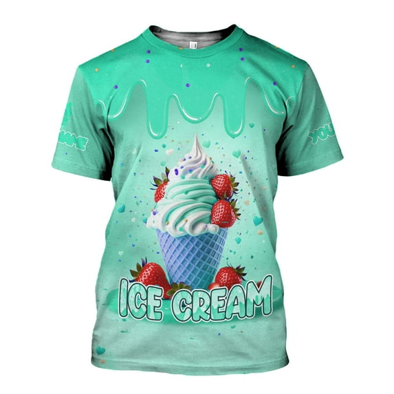 Custom Name Ice Creams 3D Shirt, Ice Cream Shirts for Team Men Women (Teal, 5XL)