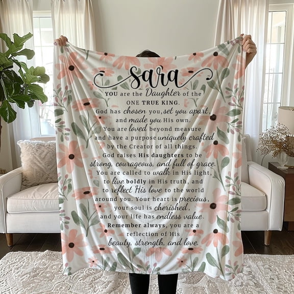 Custom Name Inspirational Blanket – Personalized Religious Quote Throw, Cozy Faith Gift for Her