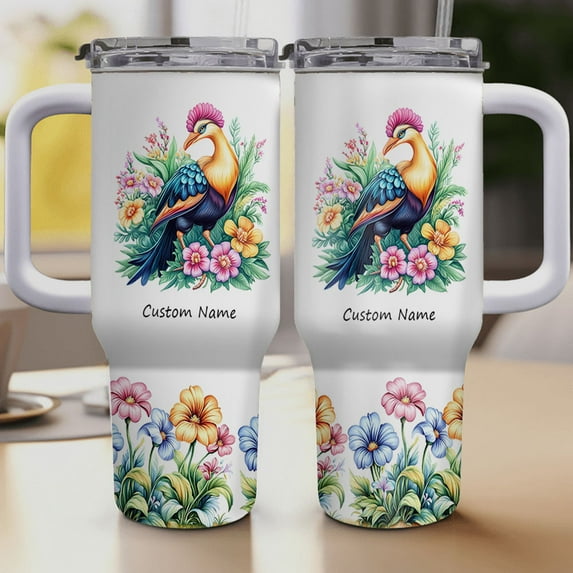 Custom Name Jacana Bird Tumbler 40oz with Straw and Handle – Stainless Travel Cup with Lid – Cute Personalized Animal Gifts for Girls Women Birdwatcher Birthday or Christmas