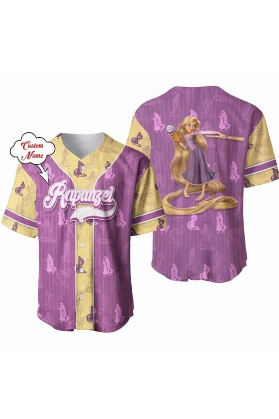 Custom Name Jersey Disney Repunzel Princess Baseball Jersey Women Tops Disney Baseball Uni