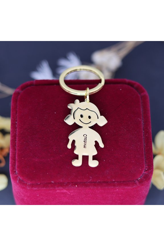 Custom Name Key Chain Personalized Engrave Name Kid Child Girl Keyring For Women Mother Stainless Steel Jewelry Keychain