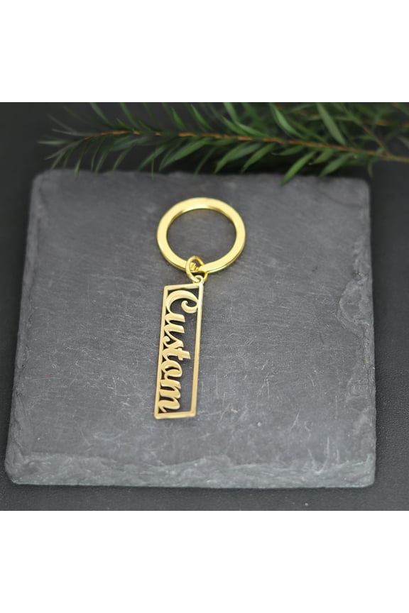 Custom Name Keychain Personalized Stainless Steel Geometry Key Chains Customized Laser Engraved Nameplate Keyring Gifts