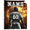 thumbnail image 1 of Custom with Name Kids Sports Blanket Gifts - 50x40 Inches Small Blanket for Teens, Boys - Soft, Cozy & Warm Blankets for Couch, Sofa - Black Baseball Stuff Blankets for All Seasons, 1 of 6