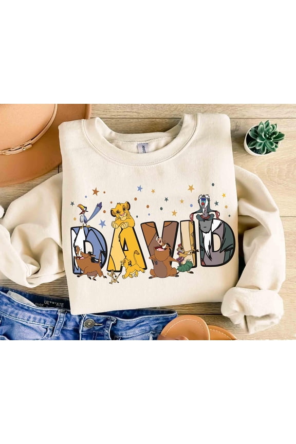 Custom Name Kids Toddler Lion King T-shirt, Personalized Disney Simba Timon Pumbaa Matching Tee, Disneyland Vacation Holiday Family Gift